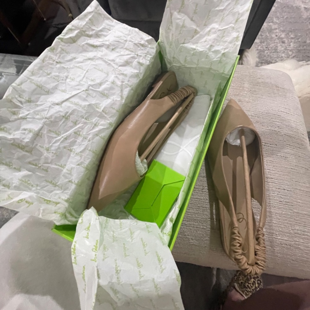 Sam Edelman Womens Whitney Beige Leather Slip On Flats Slingbacks Shoes … - Picture 4 of 6